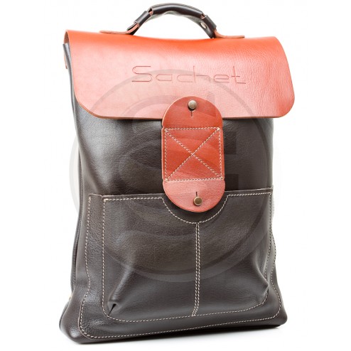 Кожаный рюкзак Space (черный с рыжим)