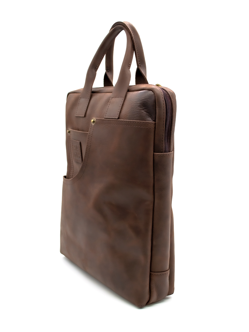 Кожаная сумка для ноутбука Джинс (коричневая) — изображение 4