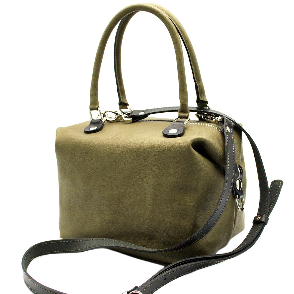 Кожаная сумка – трансформер Глория (олива)