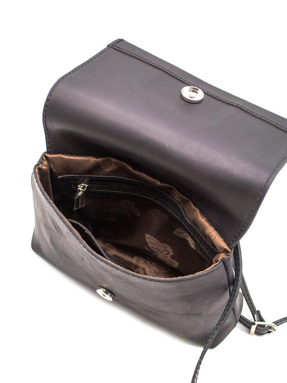 Кожаная сумка женская Анжелина (черная) — изображение 5